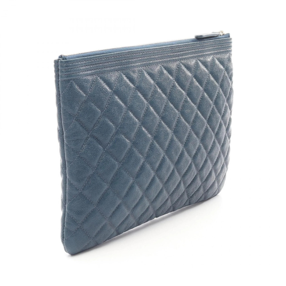 CHANEL Blue Caviar Leather Clutch Bag - Picture 2 of 7